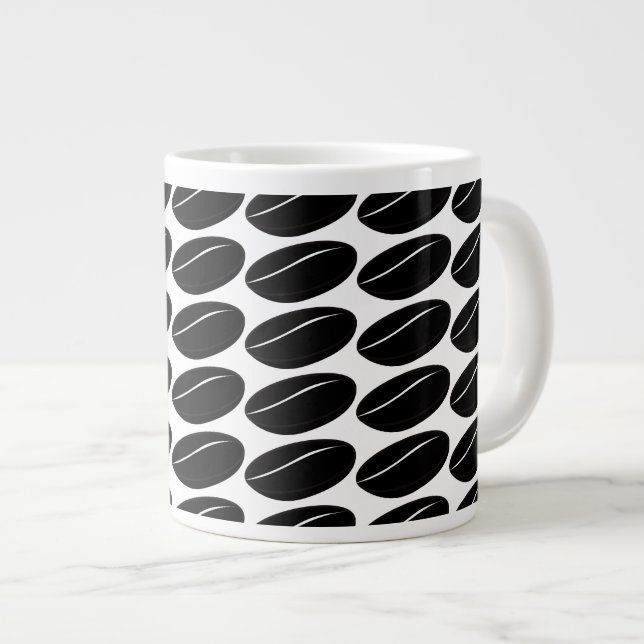 Bean Coffee Black – Bold Minimalist Coffee Design Large Coffee Mug (Front Right)