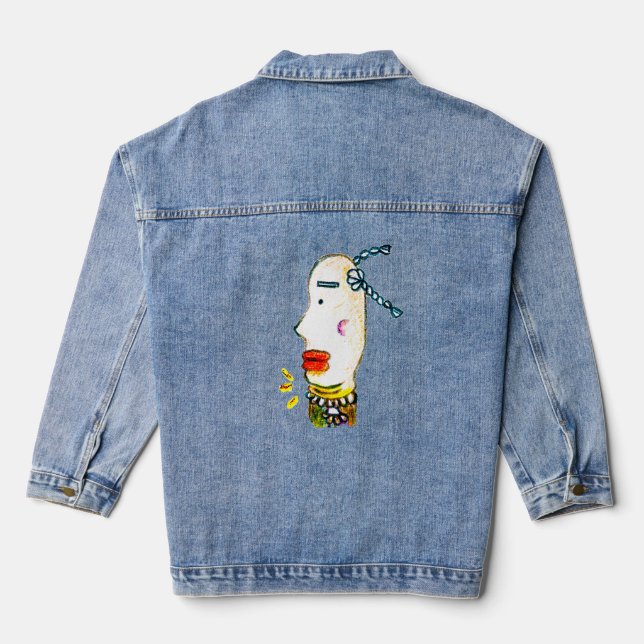 Bean-Eyed Braided Taoist Denim Jacket (Back)