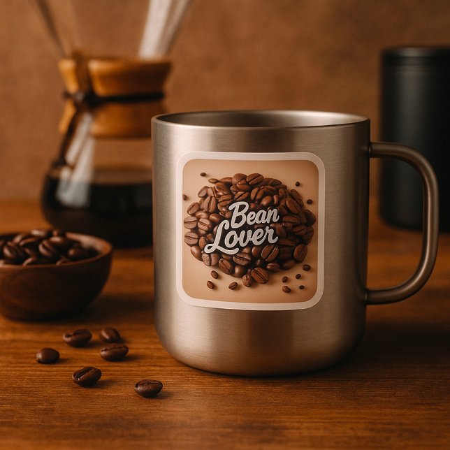 Bean Lover Coffee Beans Aesthetic Square Sticker (Creator Uploaded)