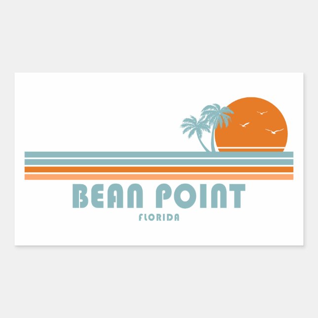Bean Point Beach Florida Sun Palm Trees Rectangular Sticker (Front)