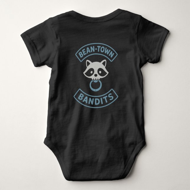 Bean-Town Bandit Blue Baby Bodysuit (Back)