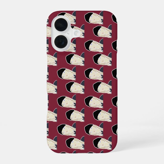 beanie boy pattern red iPhone 16 case (Back)