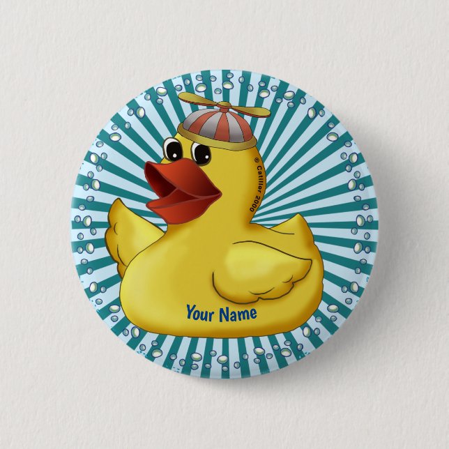 Beanie Hat Rubber Duck  6 Cm Round Badge (Front)