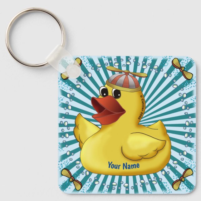 Beanie Hat Rubber Duck  Key Ring (Front)