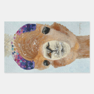Beanie Llama Rectangular Sticker