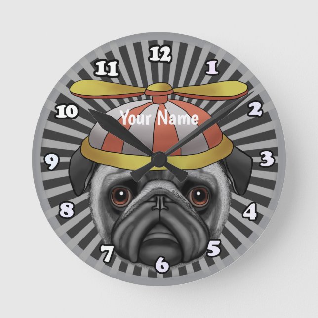 Beanie Pug Round Clock (Front)