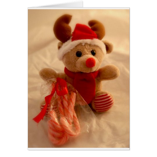 Beanie reindeer & candy cane card