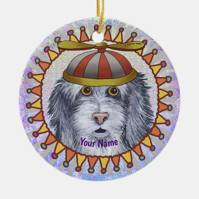 Beanie Sheep Dog custom name  Ceramic Ornament (Front)