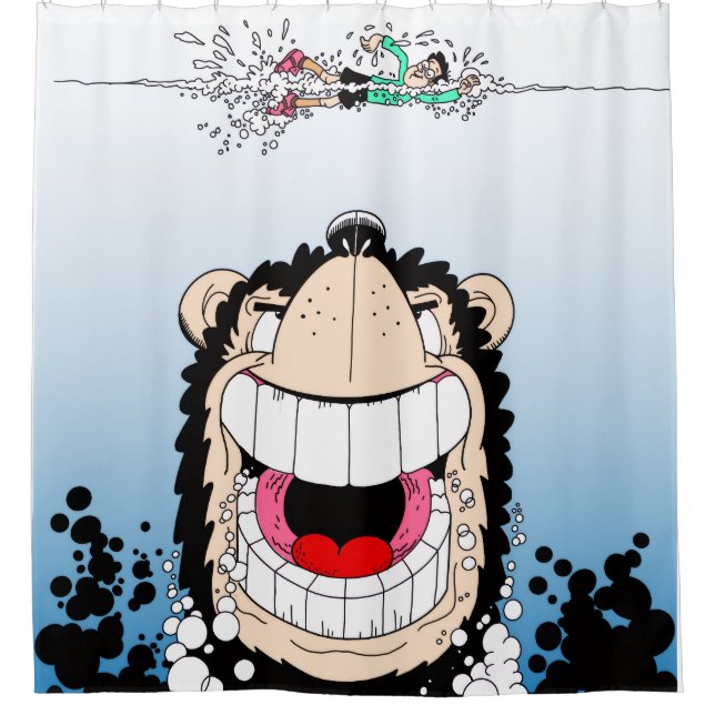 Beano Gnasher “Jaws” parody shower curtain 🚿 (Front)