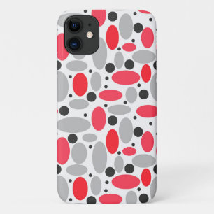 beans and peas retro red grey white pattern iPhone 11 case