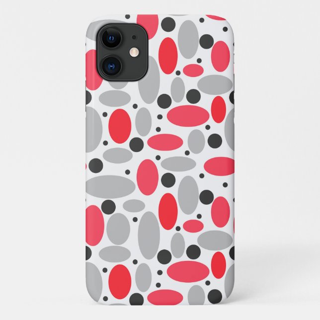 beans and peas retro red grey white pattern Case-Mate iPhone case (Back)