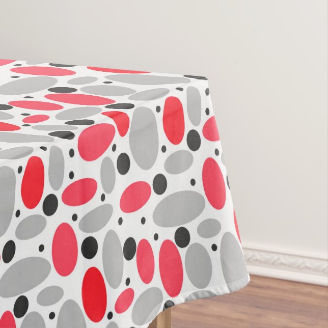 beans and peas retro red grey white pattern tablecloth (In Situ)