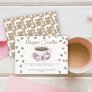 Beans, bow and coffee baby shower diaper raffle  enclosure card