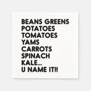 Beans Greens Potatoes U Name It Vegan Thanksgiving Napkin