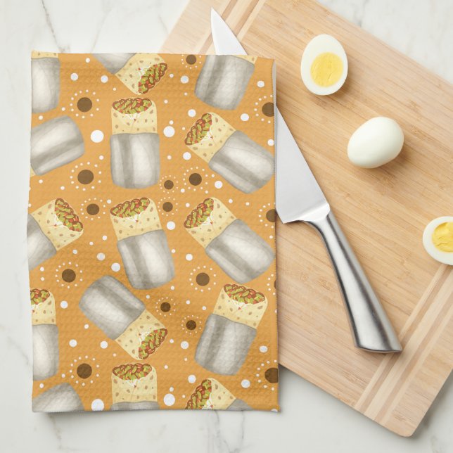 Beans,Meat,Vegetables And Cheese Burrito Tea Towel (Quarter Fold)