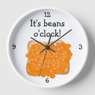 Beans O'Clock fun food graphic Large Clock