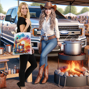 Beans or No Beans Chilli Cooking Cowboy 1 Custom Tote Bag