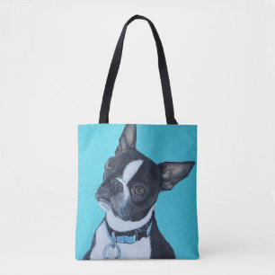 Beans the Boston Terrier Painting Tote Bag