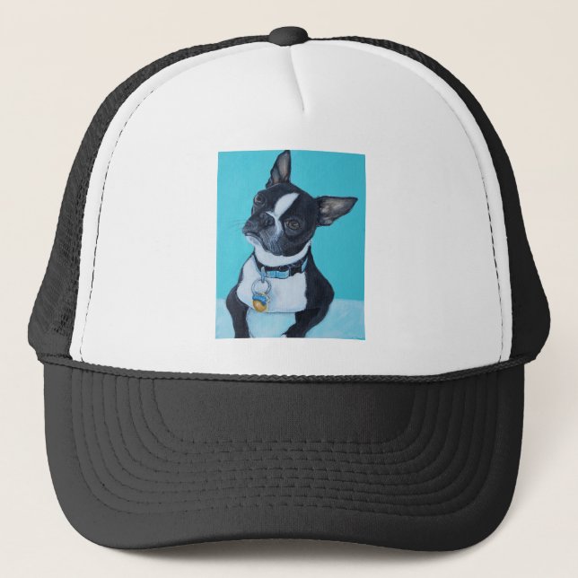 Beans the Boston Terrier Painting Trucker Hat (Front)