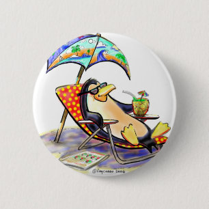 beaoh penguin 6 cm round badge