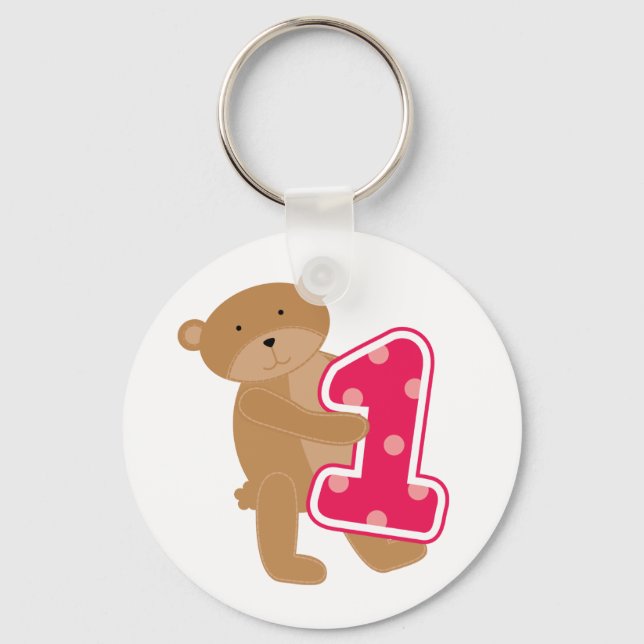 Bear 1st Birthday T-shirts and Gifts Key Ring (Front)