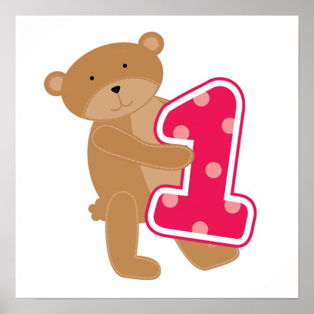 Bear 1st Birthday T-shirts and Gifts Poster (Front)