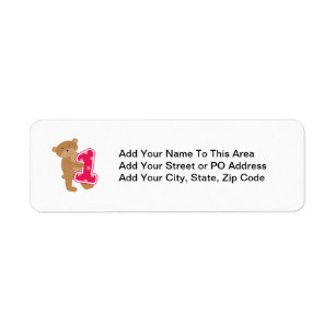 Bear 1st Birthday T-shirts and Gifts Return Address Label