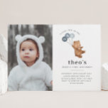 Bear 3 Blue Balloons Photo 1st Birthday Invitation<br><div class="desc">A sweet bear holding 3 blue balloons, ideal for your baby boy's teddy bear's picnic party! You can add your own photo to this design. The balloons are blue but you can also change the colour of each one if you prefer. You can also change the 'ONE' letters or delete...</div>