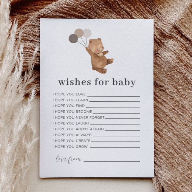 Bear 3 Brown Balloons Wishes for Baby Card (Creator Uploaded)