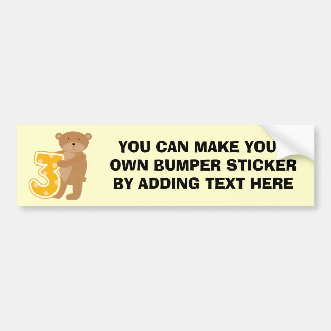 Bear 3rd Birthday T-shirts and Gifts Bumper Sticker (Front)