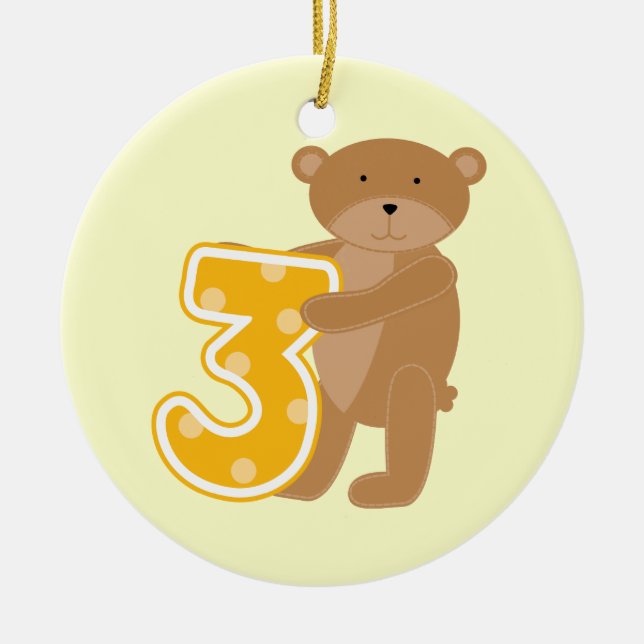 Bear 3rd Birthday T-shirts and Gifts Ceramic Ornament (Front)