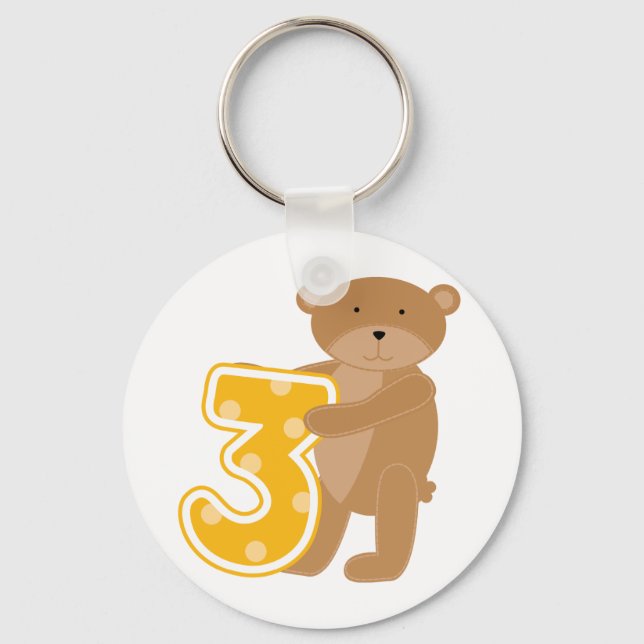Bear 3rd Birthday T-shirts and Gifts Key Ring (Front)