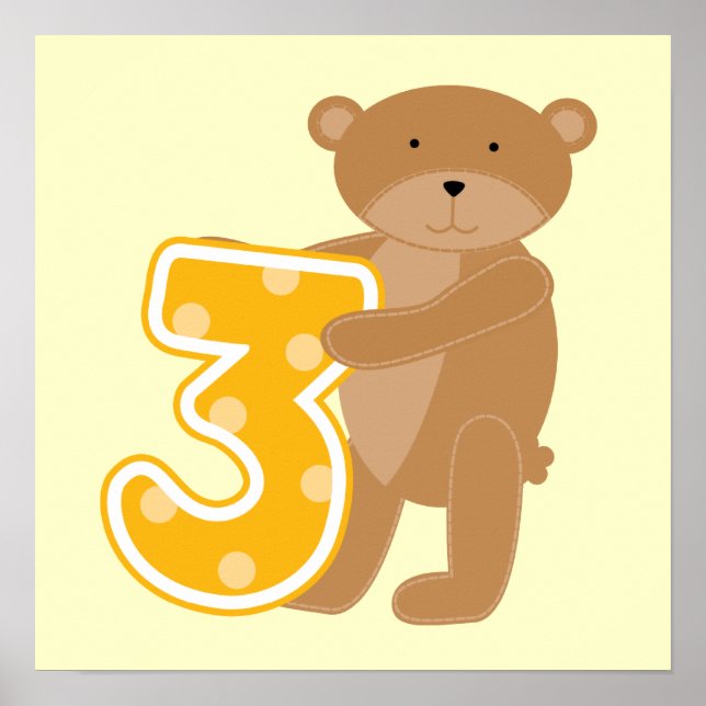 Bear 3rd Birthday T-shirts and Gifts Poster (Front)