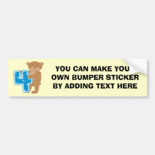 Bear 4th Birthday Tshirts and Gifts Bumper Sticker