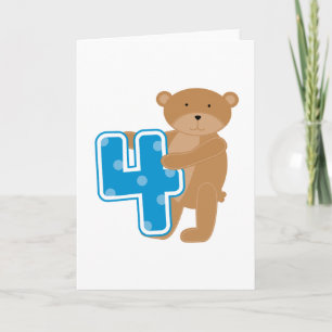 Bear 4th Birthday Tshirts and Gifts Card