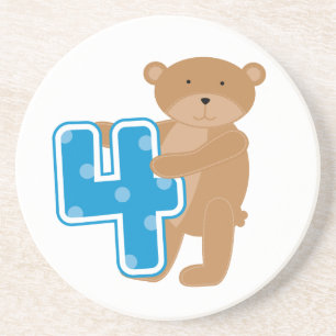 Bear 4th Birthday Tshirts and Gifts Coaster