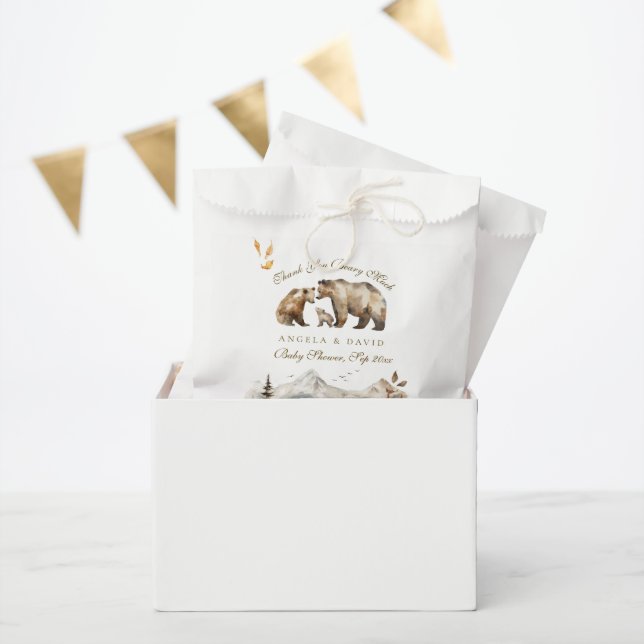 Bear Adventure Fall Mountain Neutral Baby Shower Favour Bag (Party)