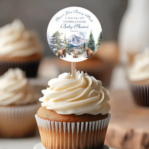 Bear Adventure Snow Mountain Winter Baby Shower Classic Round Sticker