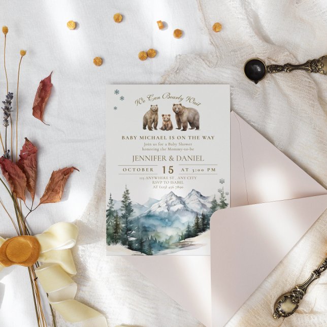 Bear Adventure Winter Mountains  Baby Shower Invitation (Creator Uploaded)