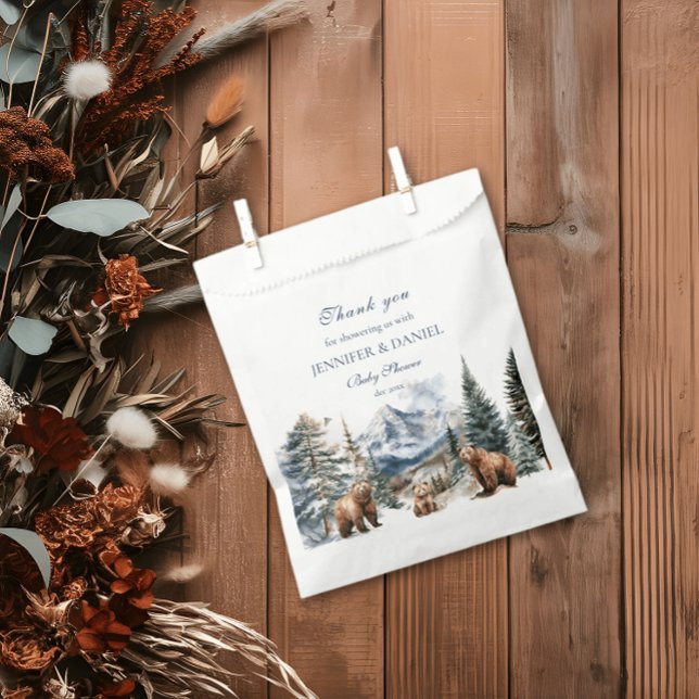 Bear Adventure Winter Snow Mountain Baby Shower Favour Bag (Creator Uploaded)