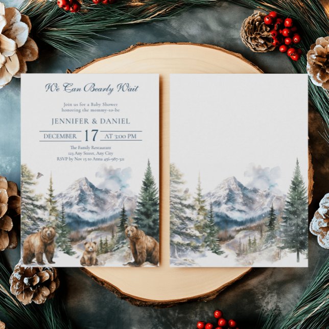 Bear Adventure Winter Snow Mountain  Baby Shower Invitation (Creator Uploaded)
