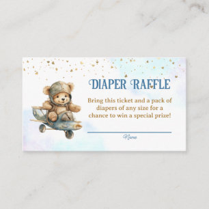 Bear Aeroplane Baby Shower Diaper Raffle Tickets Enclosure Card