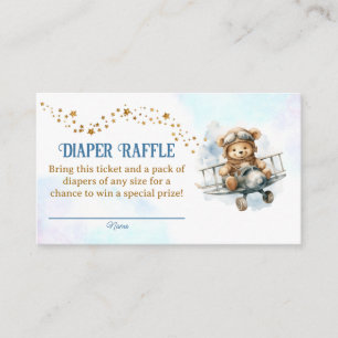 Bear Aeroplane Baby Shower Diaper Raffle Tickets Enclosure Card