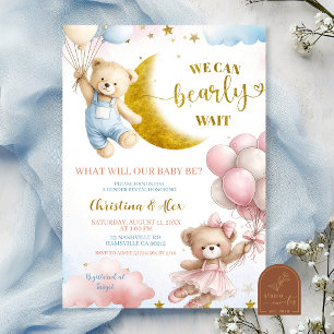 Bear and balloon Gender Reveal Invitation