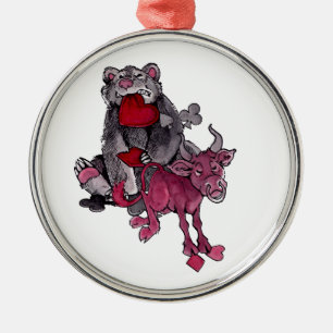 Bear and Bull Metal Tree Decoration