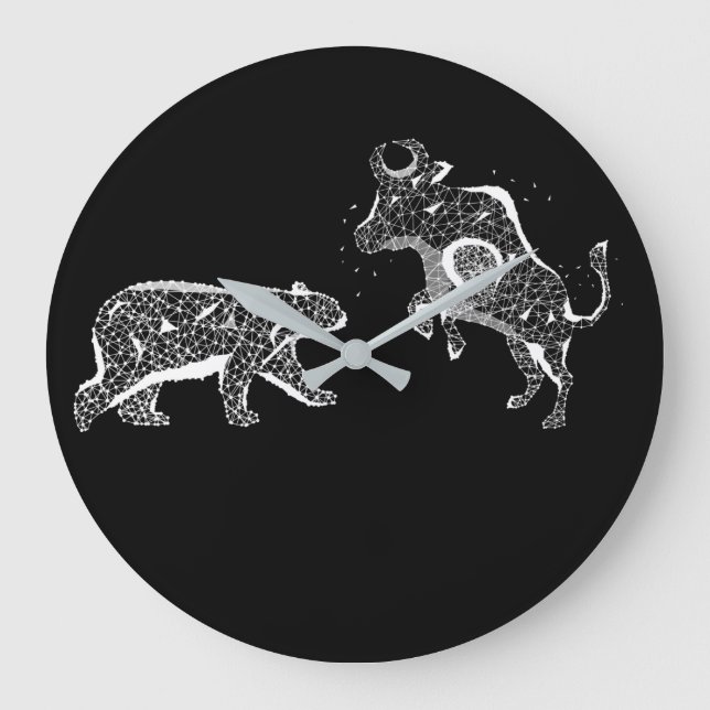 Bear and Bull  Wash   Large Clock (Front)