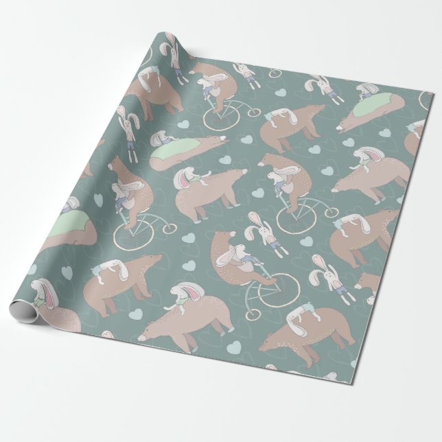 Bear and Bunny Wrapping Paper (Unrolled)