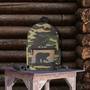 Bear and Camo Printed Backpack