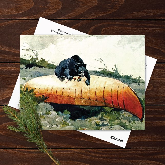 Bear and Canoe Winslow Homer Postcard (Creator Uploaded)