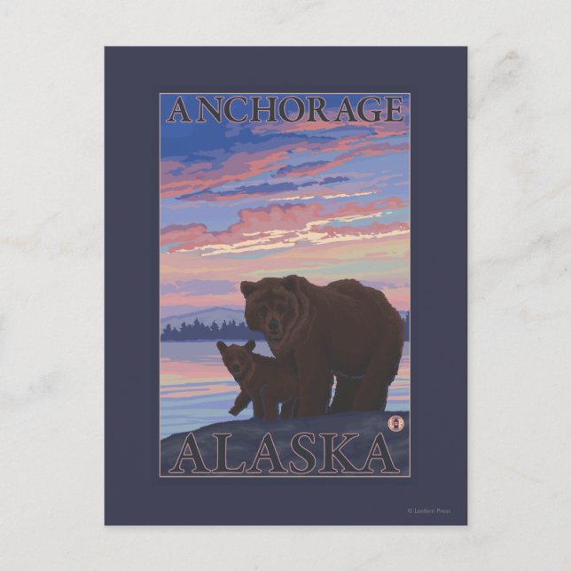 Bear and Cub - Anchorage, Alaska Postcard (Front)